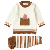 Patique Ekru Renkli Cep Detaylı İkili Takım